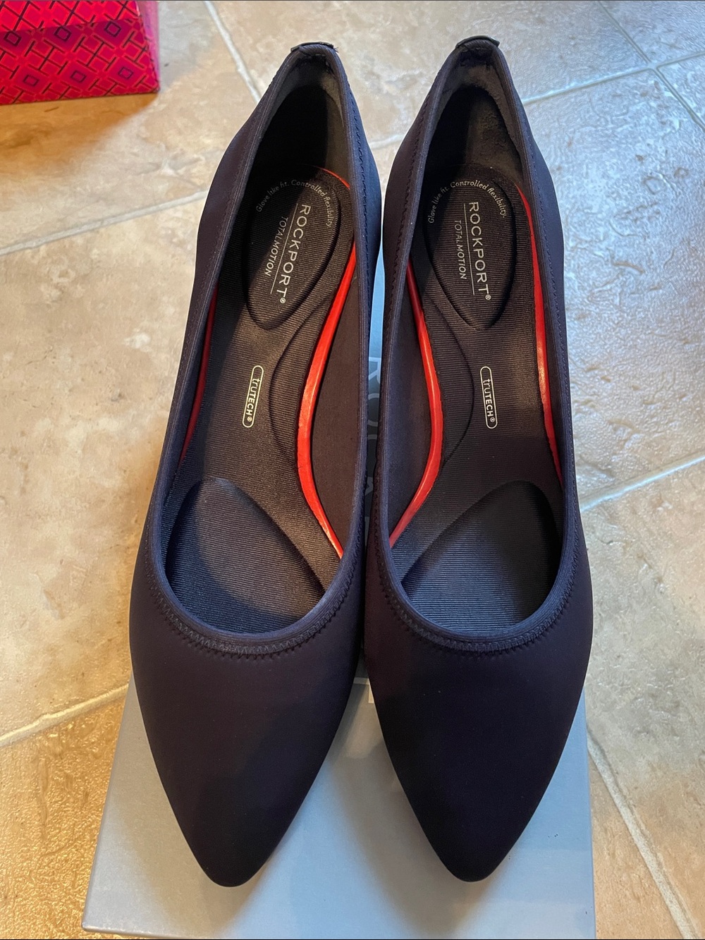Rockport Women's Black Pointed Heels with Red Trim